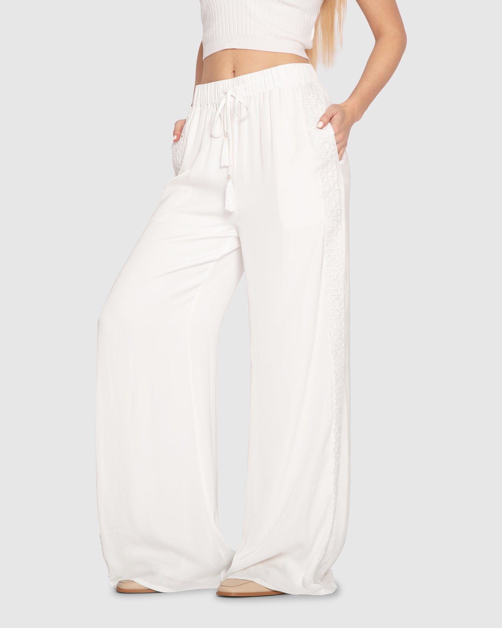 Women | Everywhere All At Once Wide Leg Pant | White