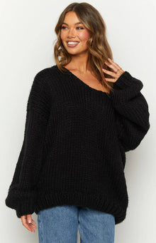 Delvey Chunky Knit Sweater | Black