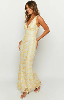 Farida Lace Maxi Dress | Yellow