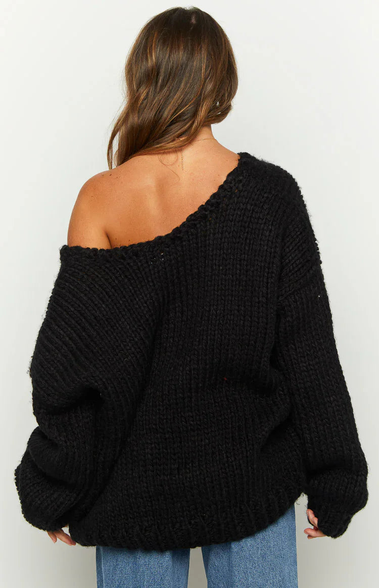 Delvey Chunky Knit Sweater | Black