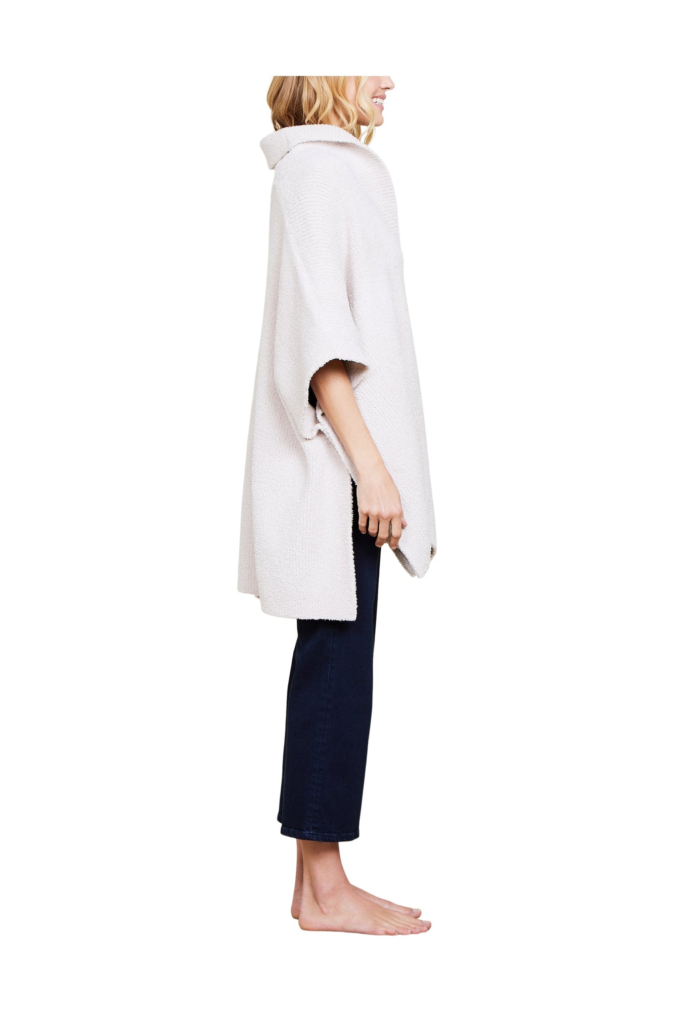 Womens | Cozychic Shawl Collar Poncho | Stone