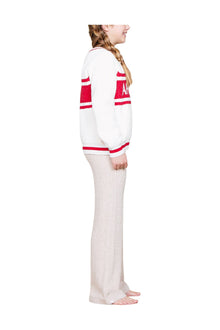 Youth | Cozychic Cotton Apres Pullover | Cream/Americana Red