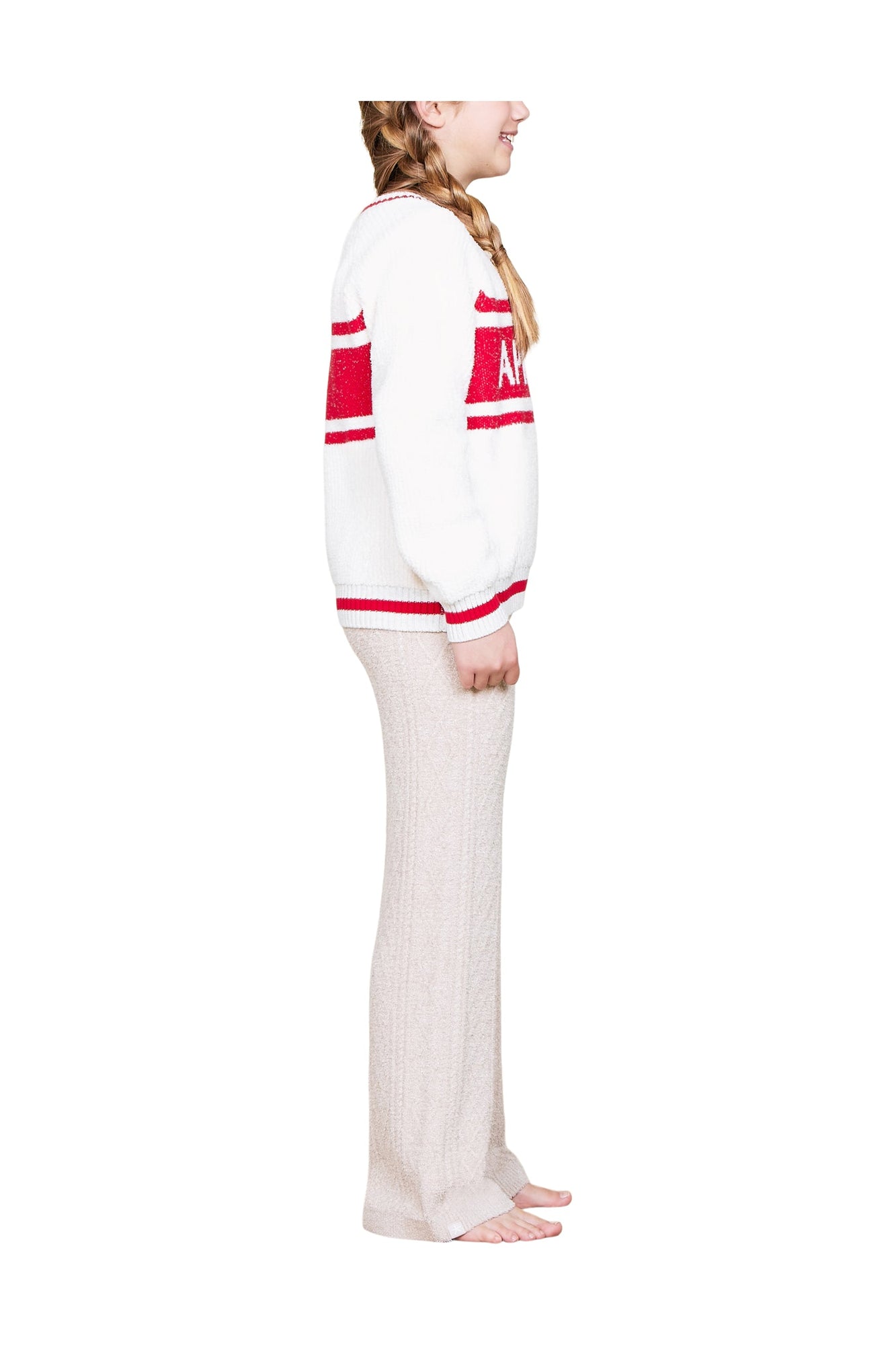 Youth | Cozychic Cotton Apres Pullover | Cream/Americana Red
