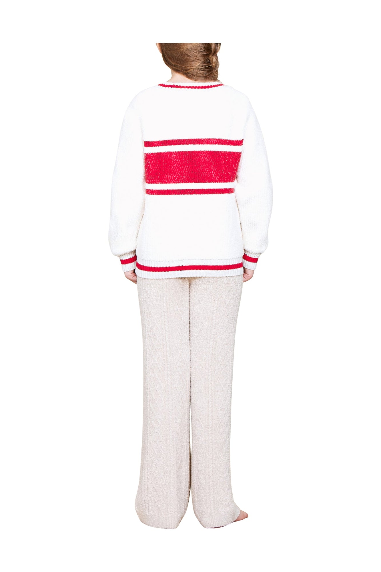 Youth | Cozychic Cotton Apres Pullover | Cream/Americana Red