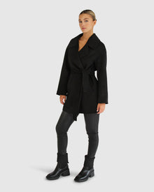 Women | Eternal Flame Wool Blend Short Robe Coat | Black