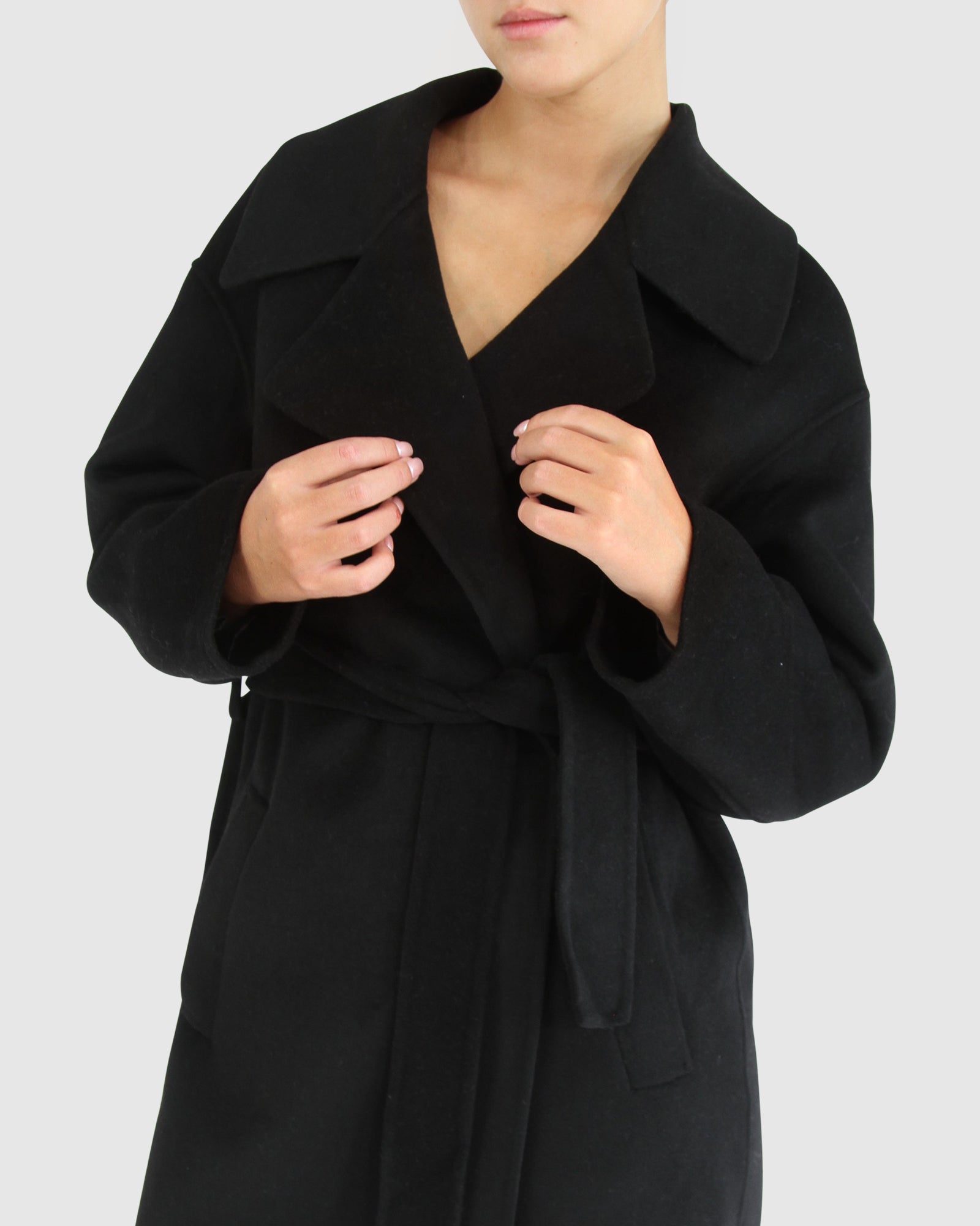 Women | Eternal Flame Wool Blend Short Robe Coat | Black
