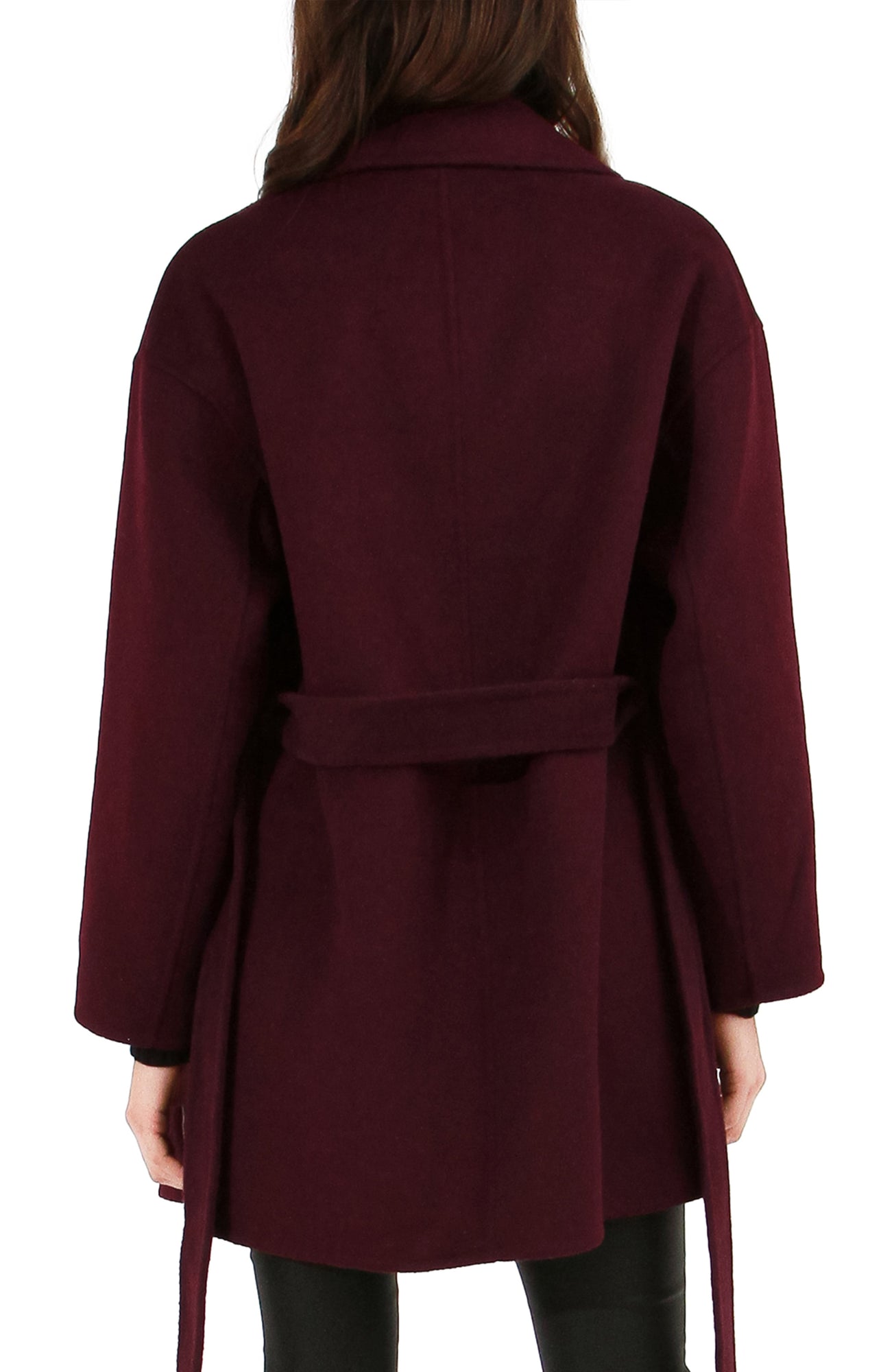 Women | Eternal Flame Wool Blend Short Robe Coat | Burgundy