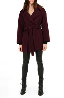 Women | Eternal Flame Wool Blend Short Robe Coat | Burgundy