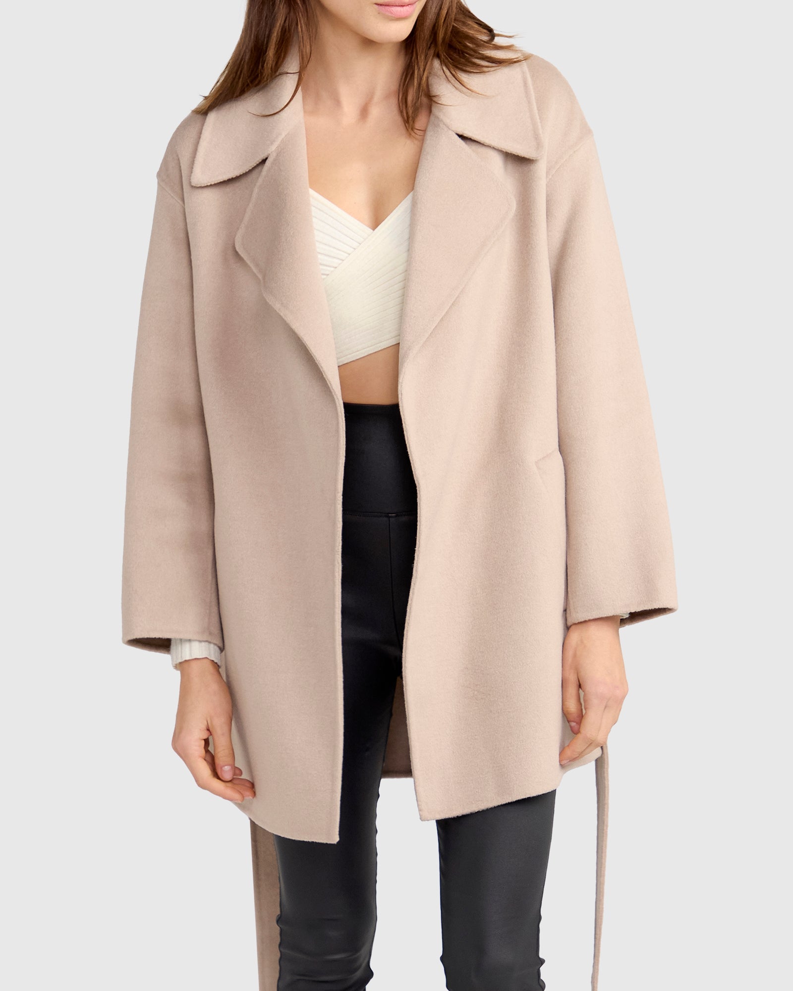 Women | Eternal Flame Wool Blend Short Robe Coat | Sand