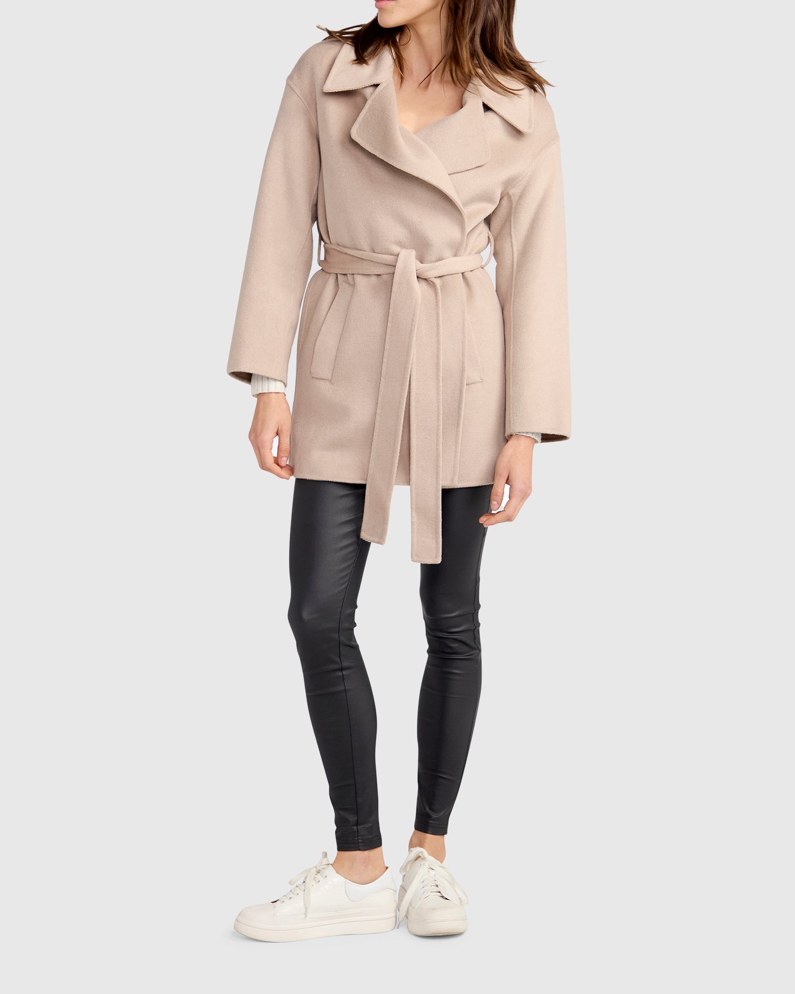 Women | Eternal Flame Wool Blend Short Robe Coat | Sand