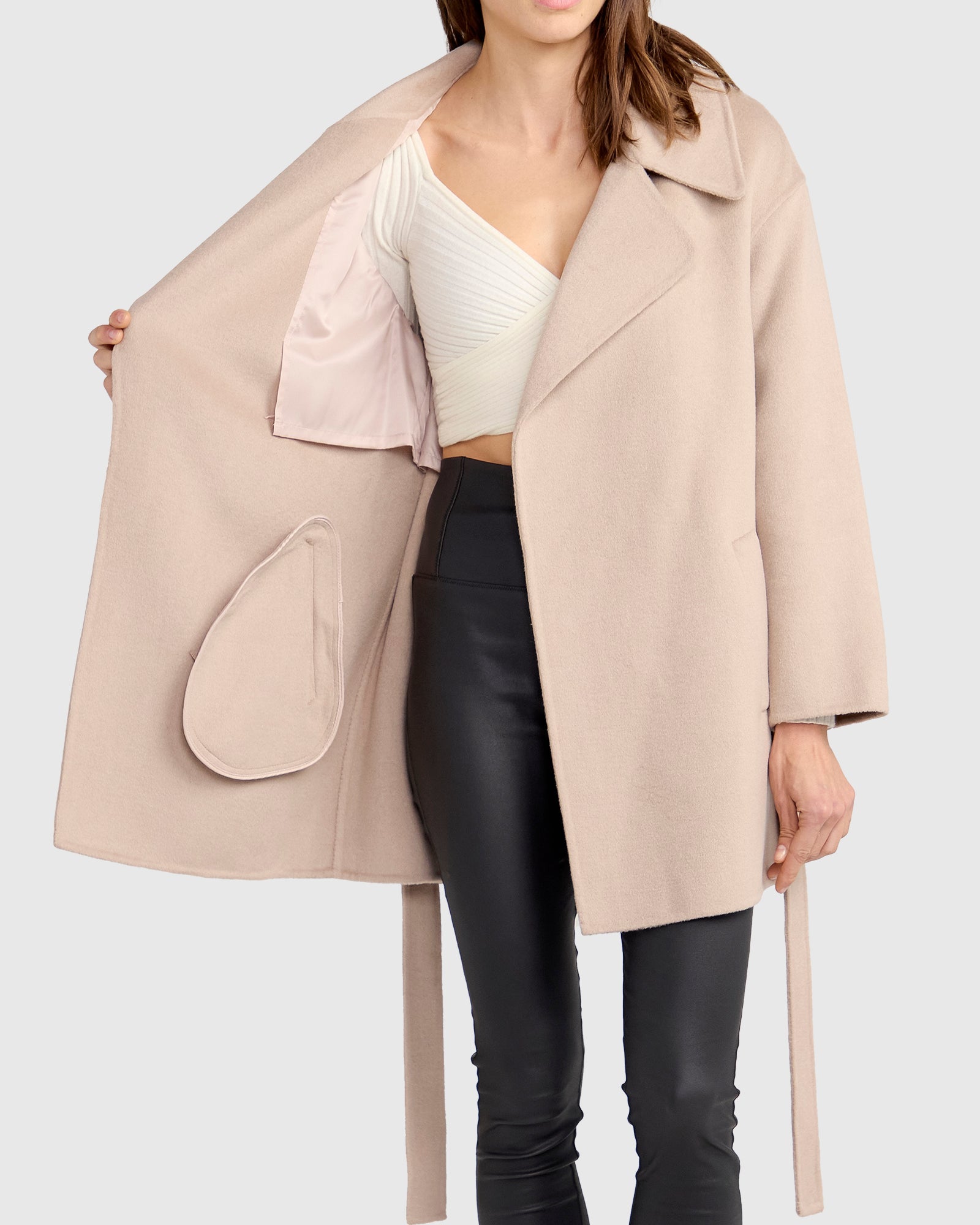 Women | Eternal Flame Wool Blend Short Robe Coat | Sand