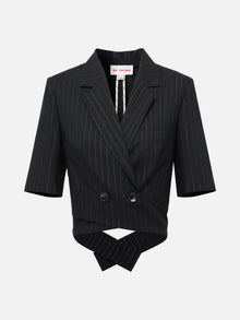 Short Sleeve double-Breasted Top | Black