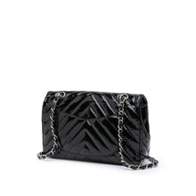 Chanel | Pre-Owned Medium Classic Chevron Patent Double Flap - II | Black