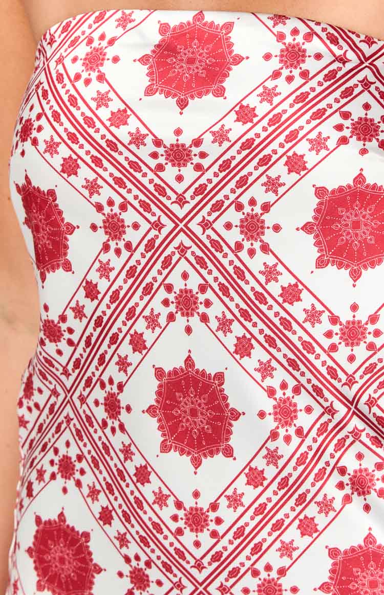 Ellie Tile Print Mini Dress | Red