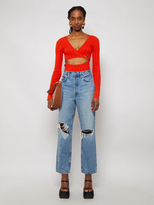 Women | Ester Manas | Long-sleeve Peephole Top | Red