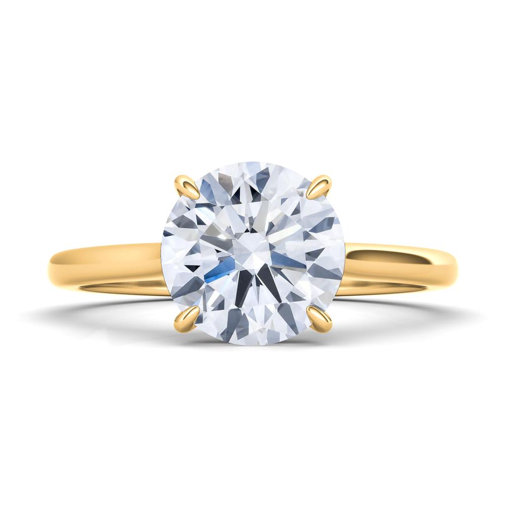 2.50 CT Round Lab-Grown Diamond | Engagement Ring | 18K Yellow Gold | F Color | VS Clarity