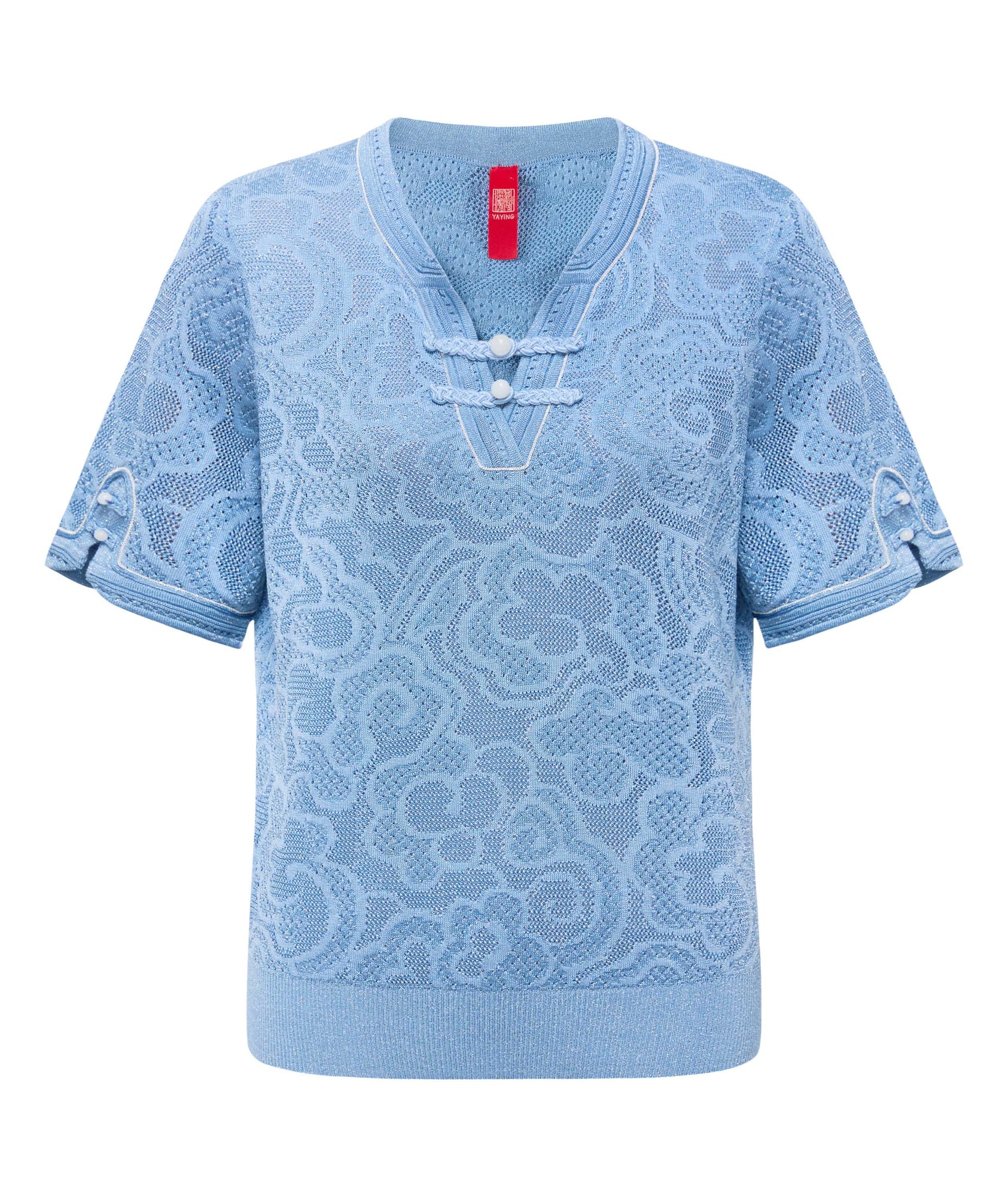 Lace Knit Top | Blue