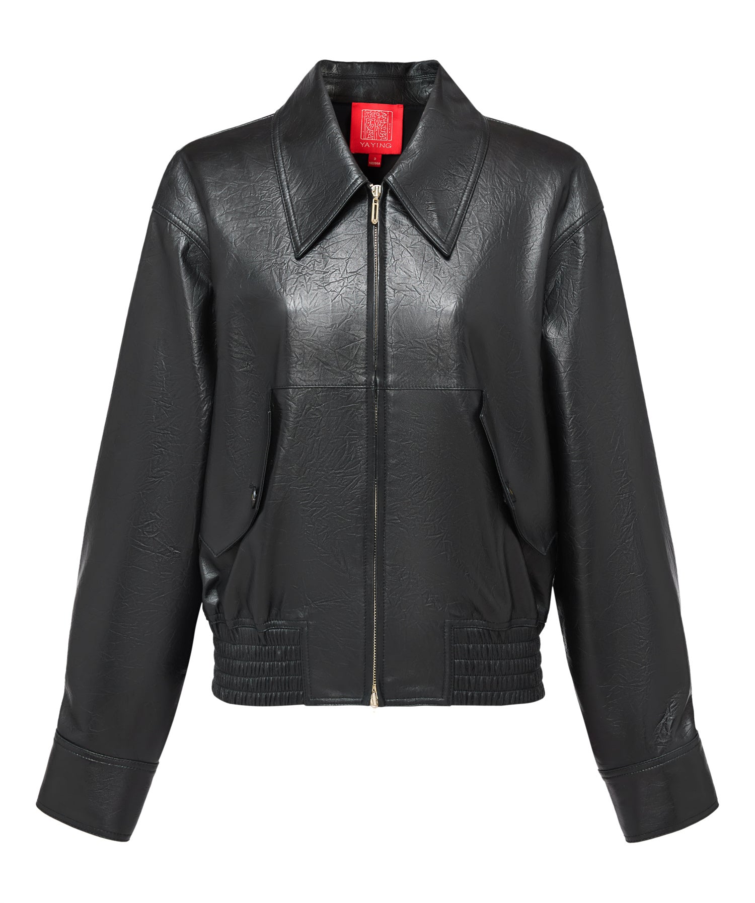 Collarless Lambskin Jacket | Black