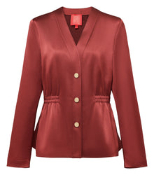 Waist-Defining Coat | Wine Red