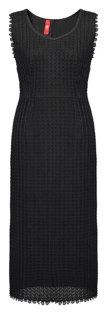 Acetate Skirt Waist-Defining Sleeveless Dress | Black