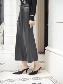 High-Waisted Leather Skirt | Black