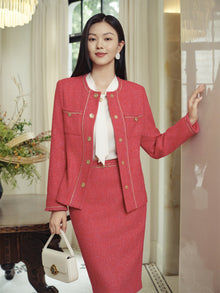 European Imported Tweed Jacket | Red