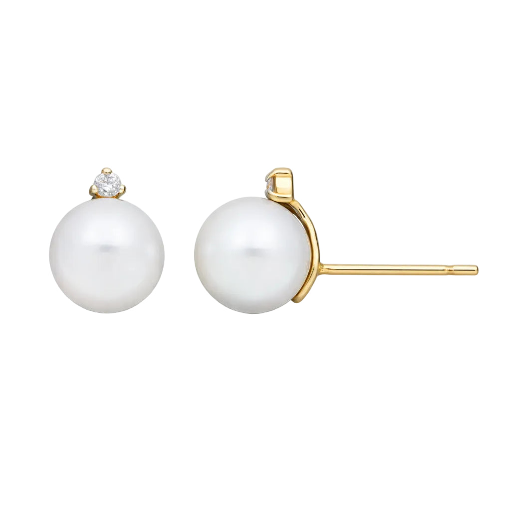 Womens | 6-7mm Round Green Freshwater Pearl | Stud Earrings | 10K Yellow Gold