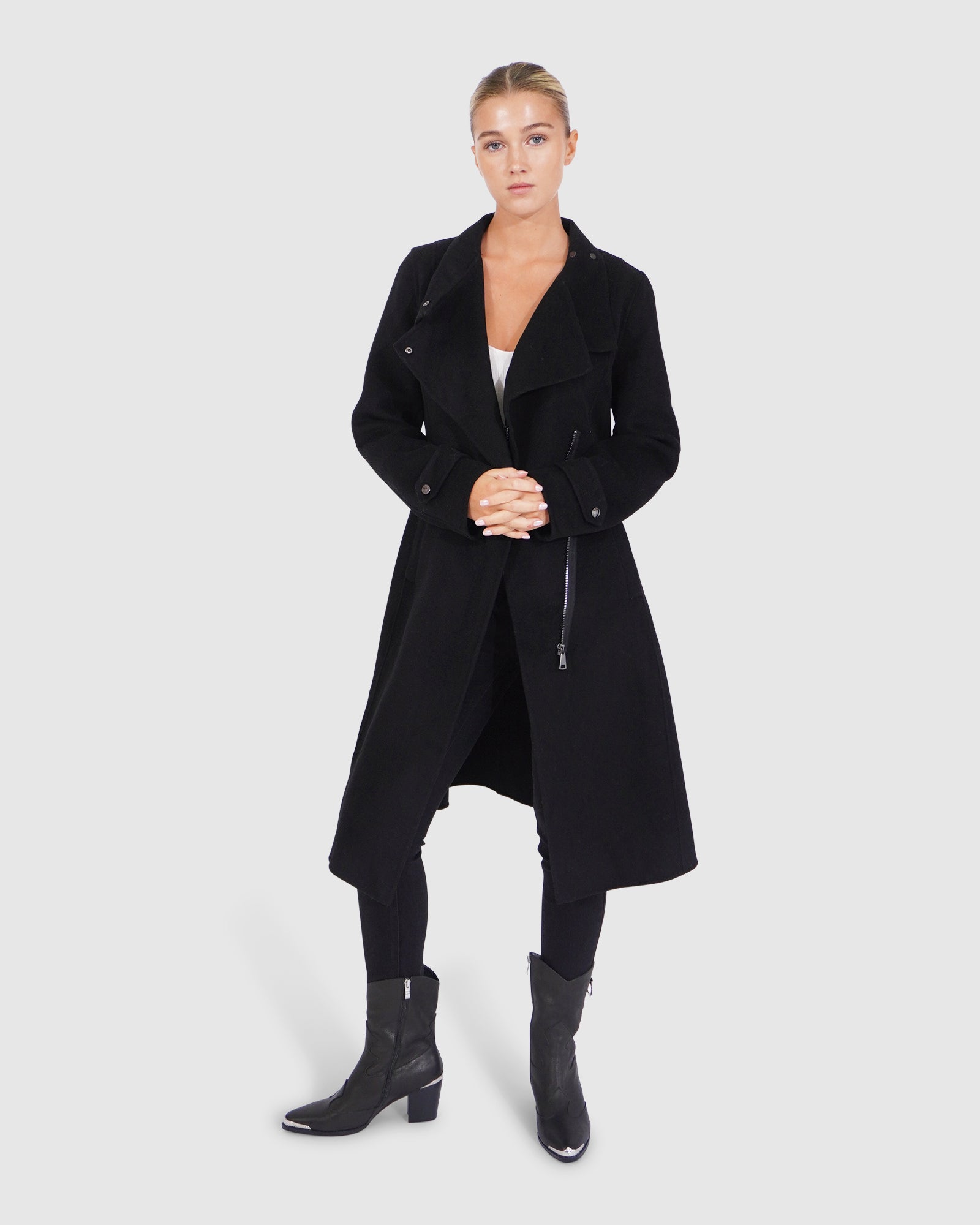 Women | Envy Me Wool Blend Zipped Coat | Black