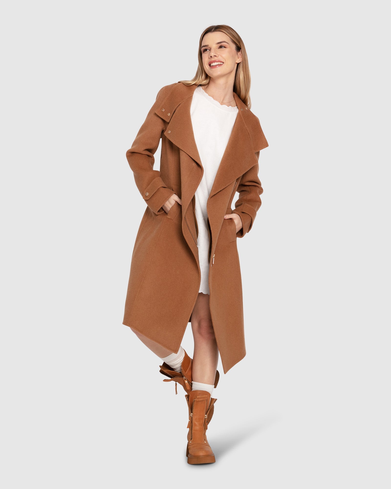 Women | Envy Me Wool Blend Zipped Coat | Camel