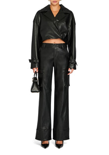 Womens | Koda Vegan Leather Cropped Trench | Black