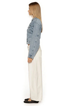 Elana Cinched Waist Denim Jacket | Mid Wash