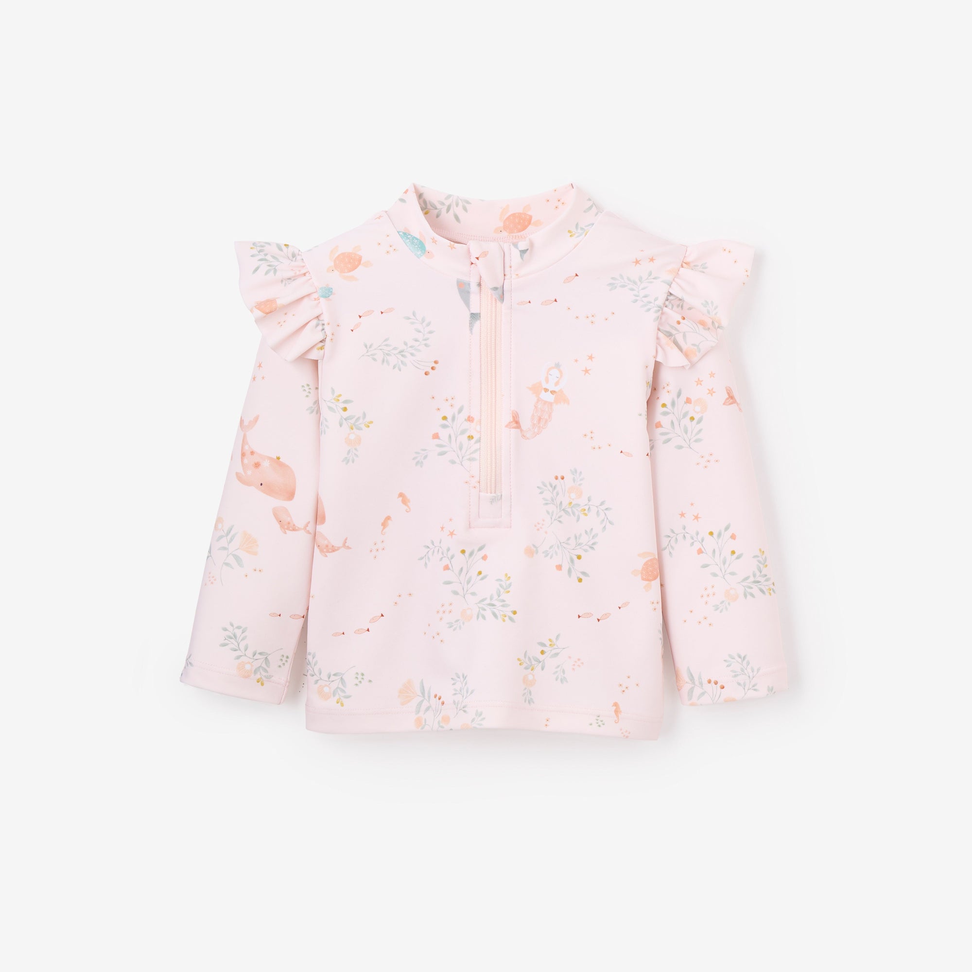 Girls | Pink Sea Magic Flutter Sleeve Baby Rash Guard | Pink