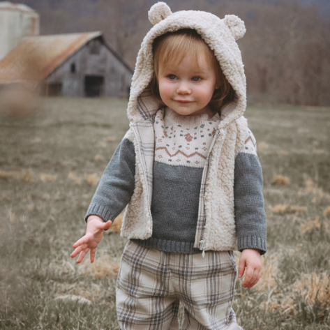 Boys | Charcoal Fairisle Sweater + Plaid Pant Set | Dark Gray