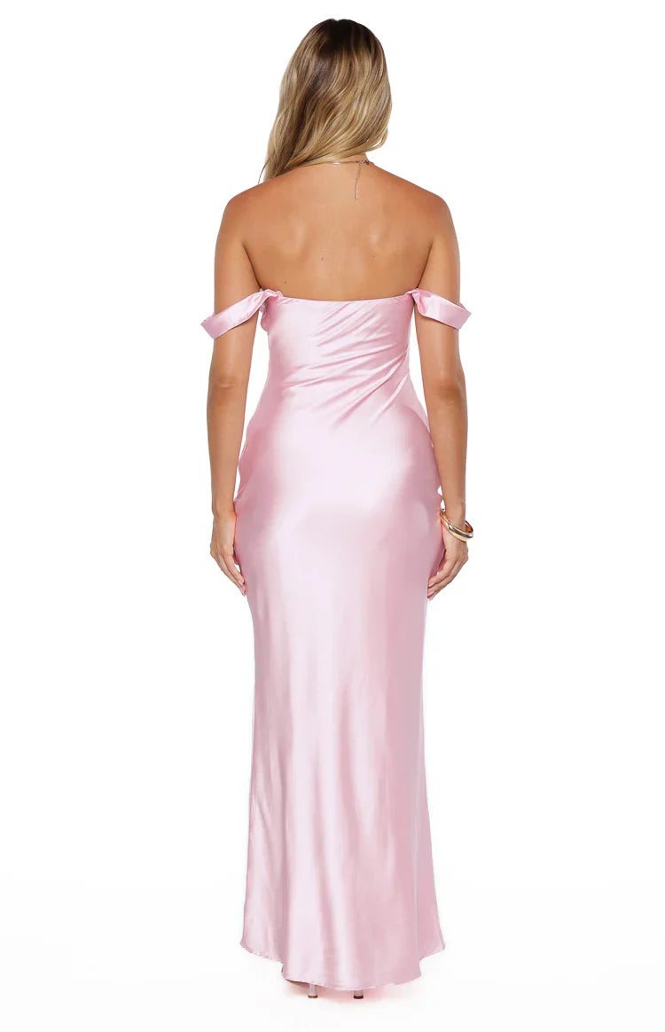 Ella Off Shoulder Prom Dress | Light Pink
