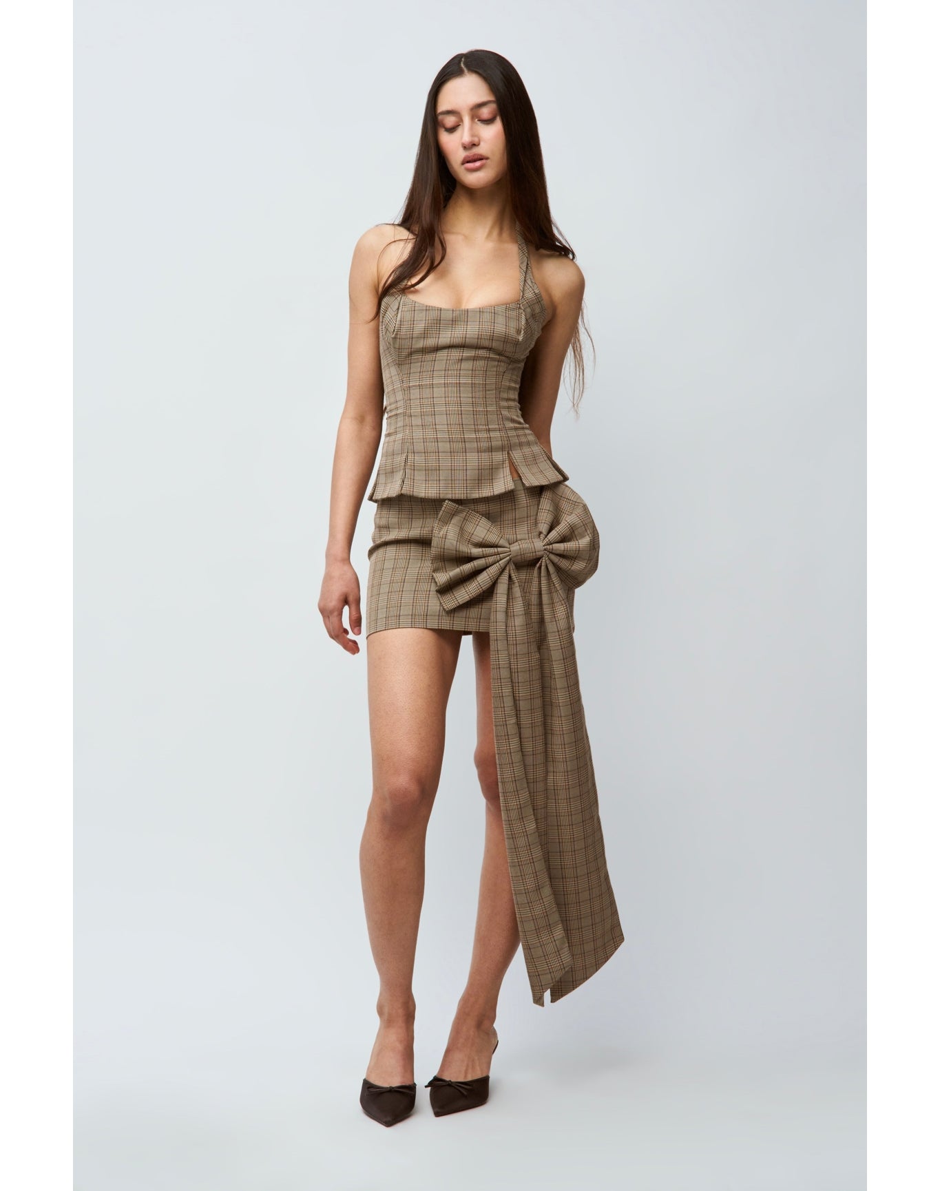 Eloise Mini Skirt | Brown Plaid