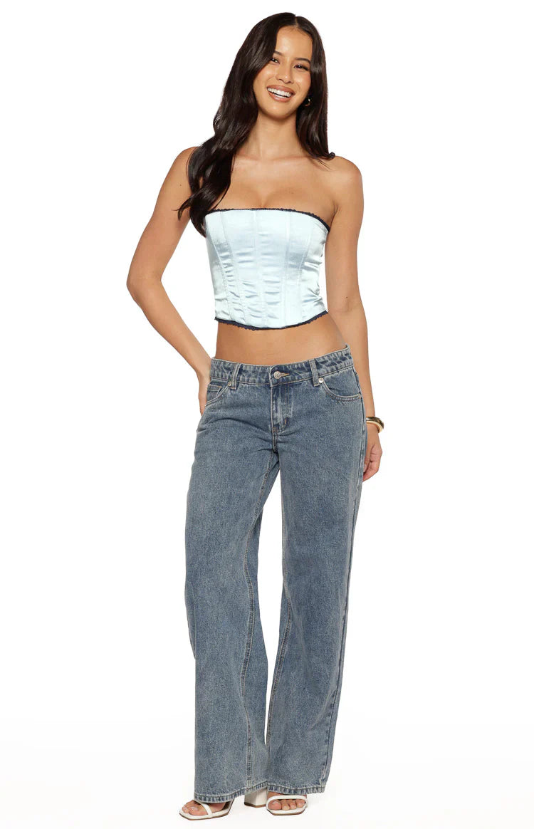 Elvi Satin Corset Top | Blue