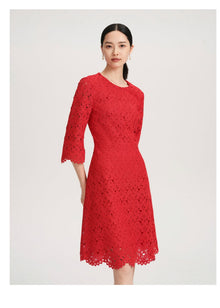 Embroidered Dress | Red