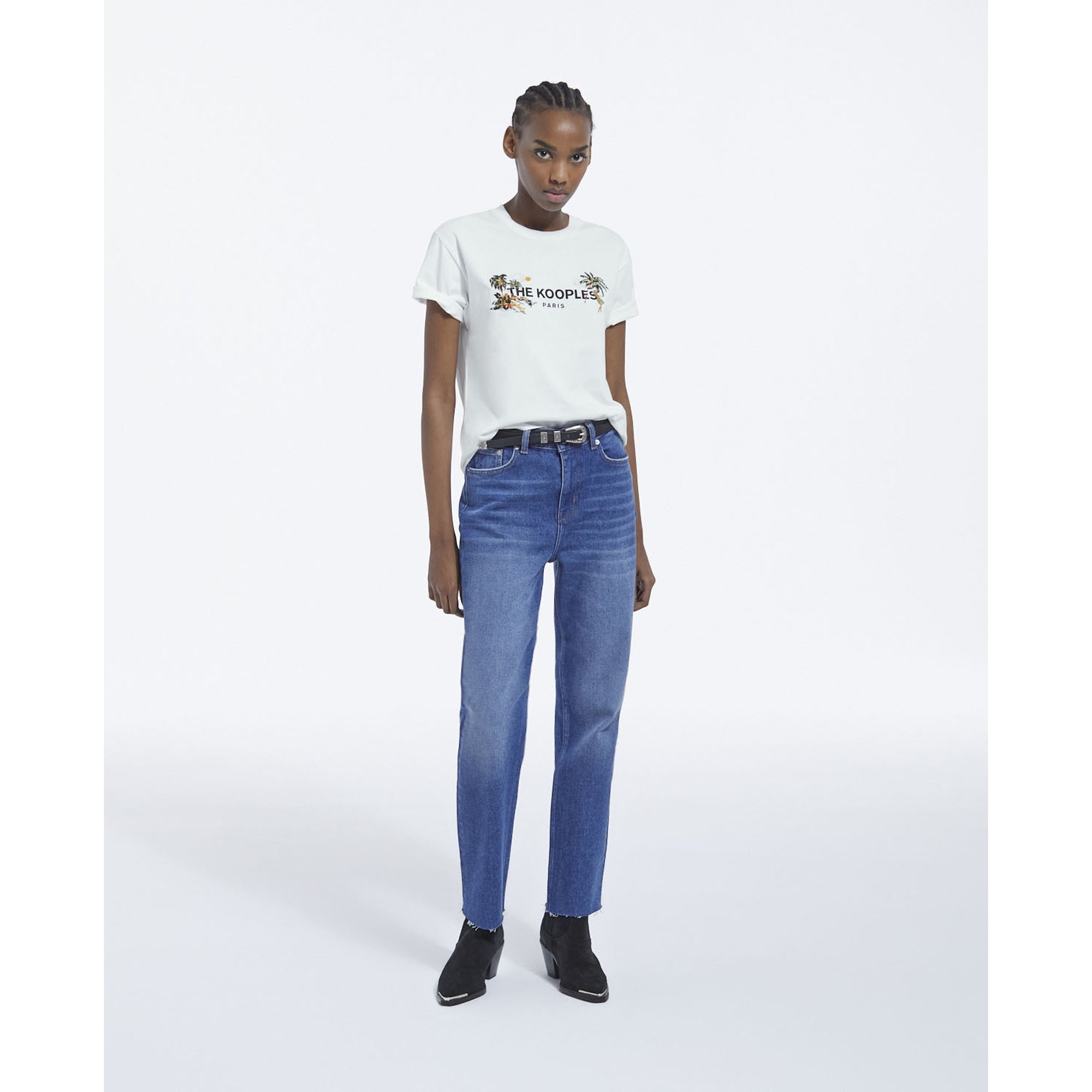 Embroidered T-Shirt With The Kooples Logo | Women | White