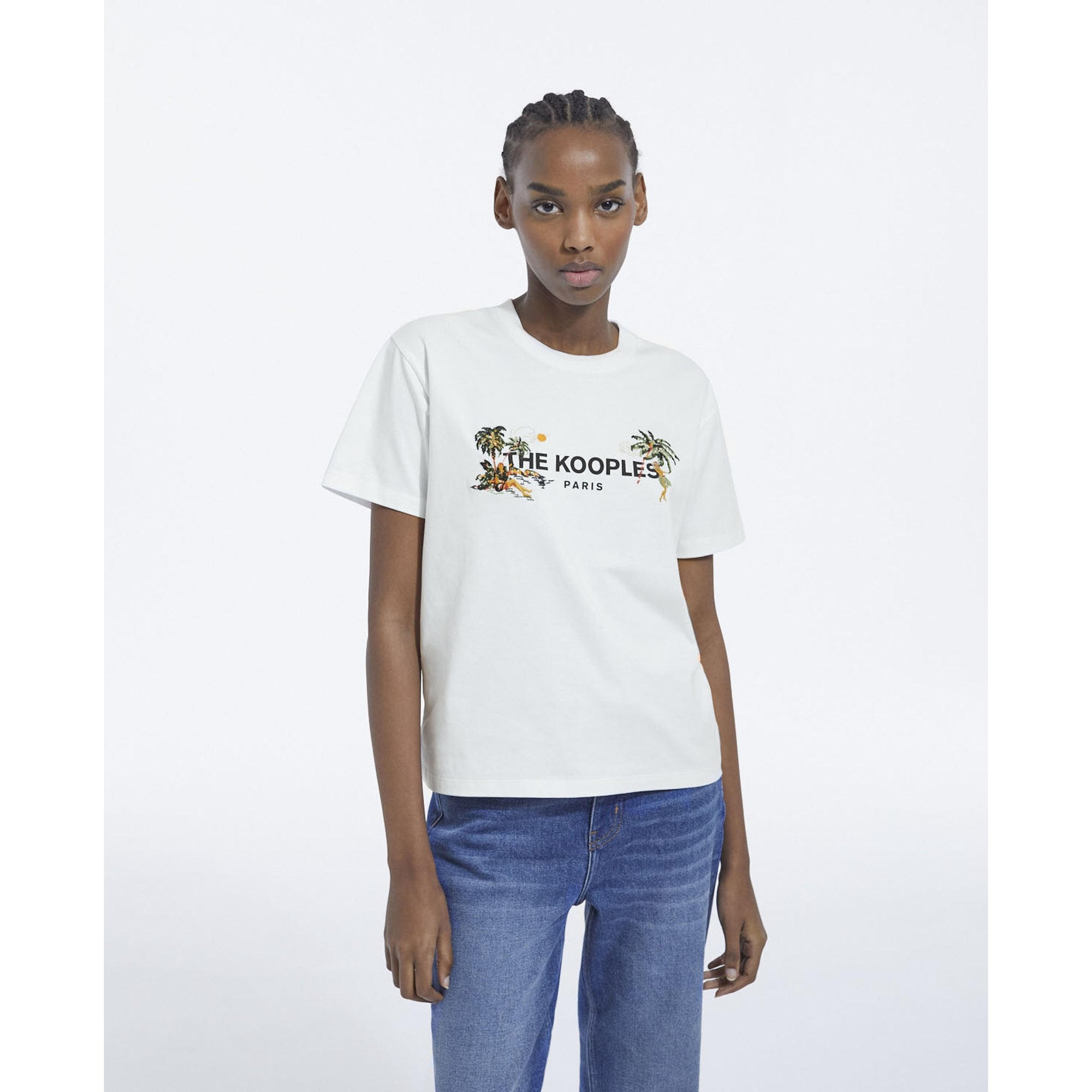 Embroidered T-Shirt With The Kooples Logo | Women | White