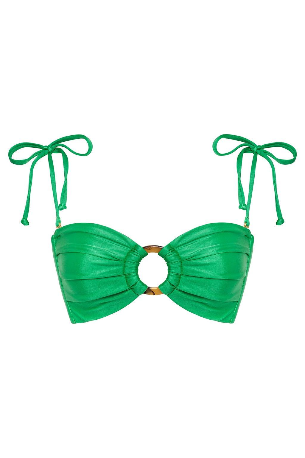 Tori Ties Bandeau Bikini Top | Emerald Shimmer