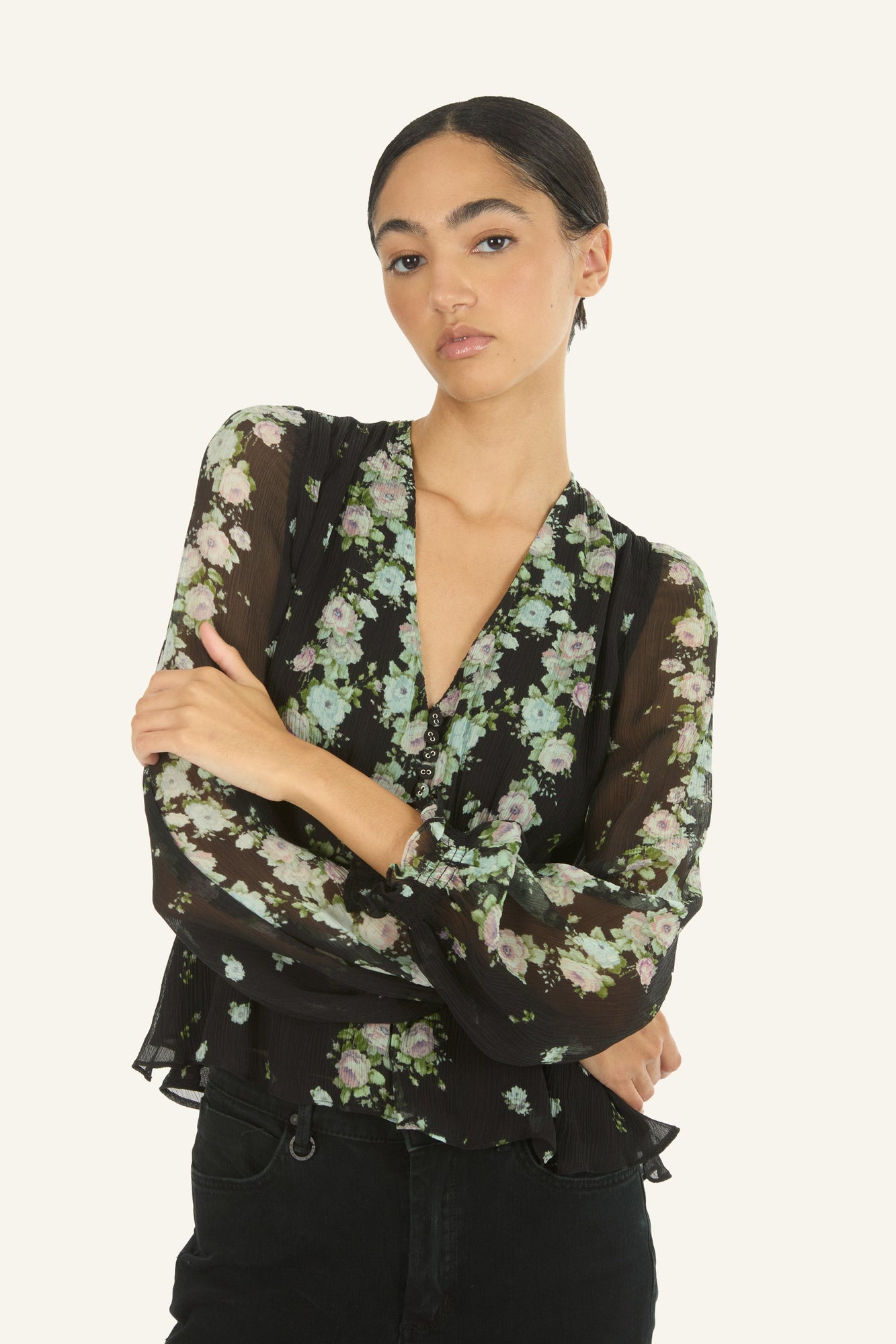 Emerson Blouse | Black Floral Alley