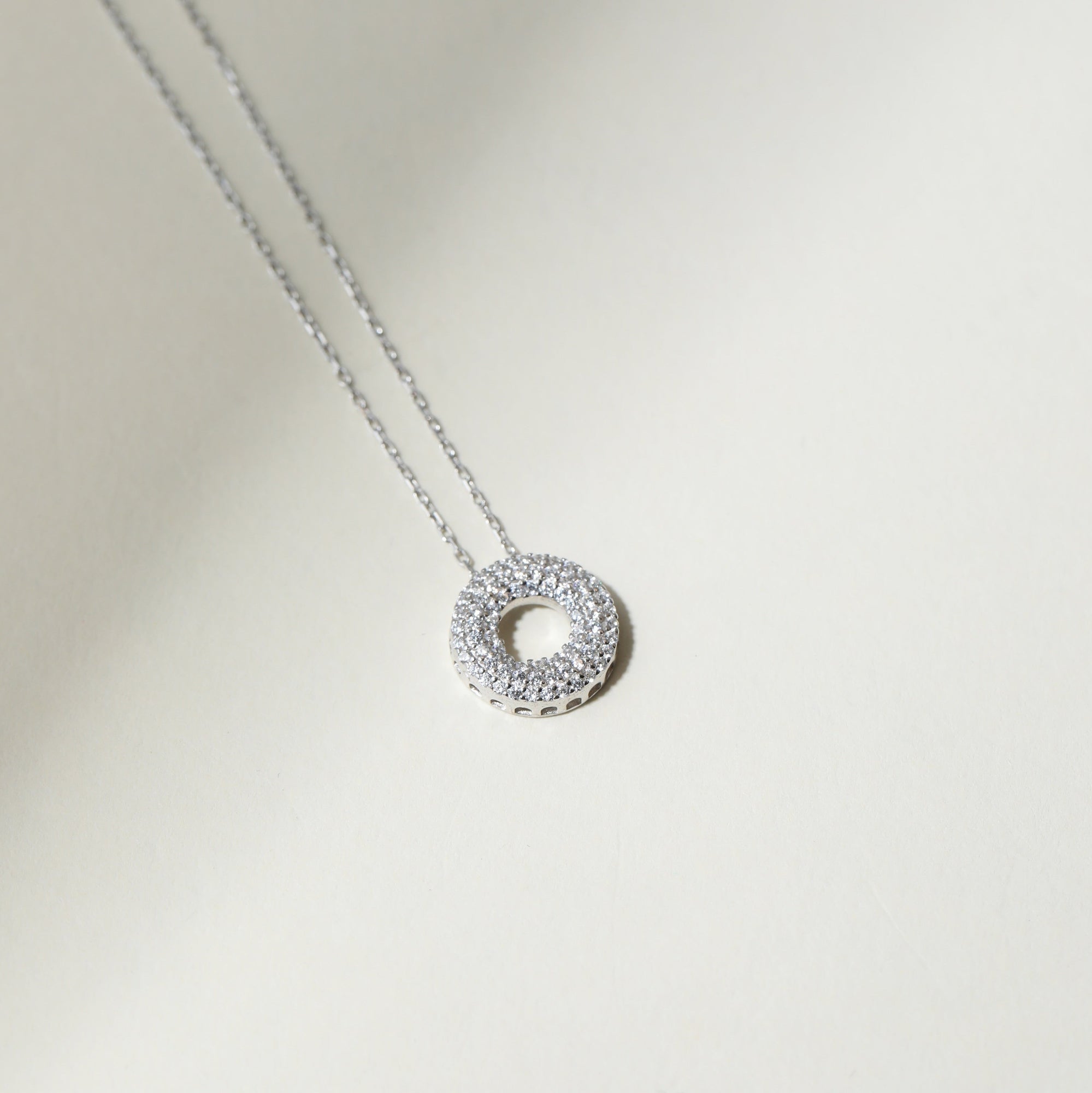 The Pave Bubble Letter Pendant Necklace | Sterling Silver