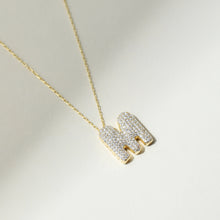 The Pave Bubble Letter Pendant Necklace | Gold Vermeil
