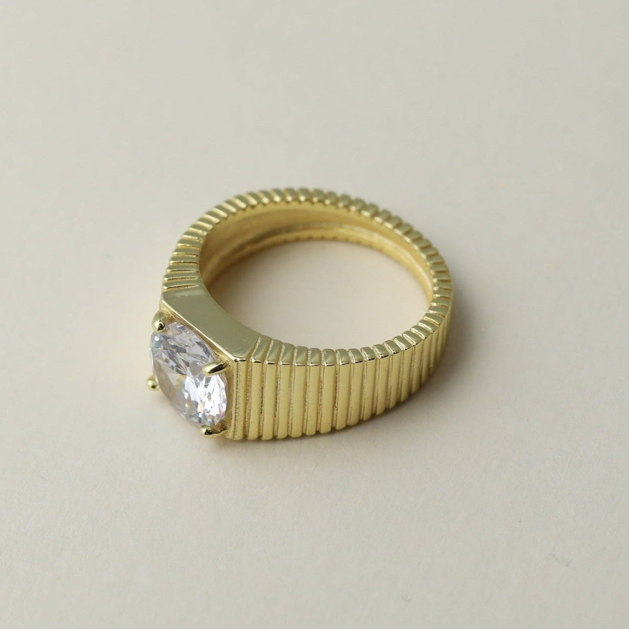 The Rouge Cz Signet Ring | Gold Vermeil