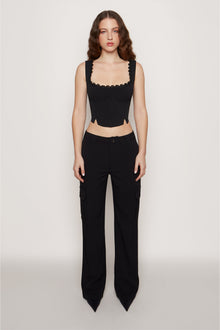 Womens | Crepe Cargo Pants | Black
