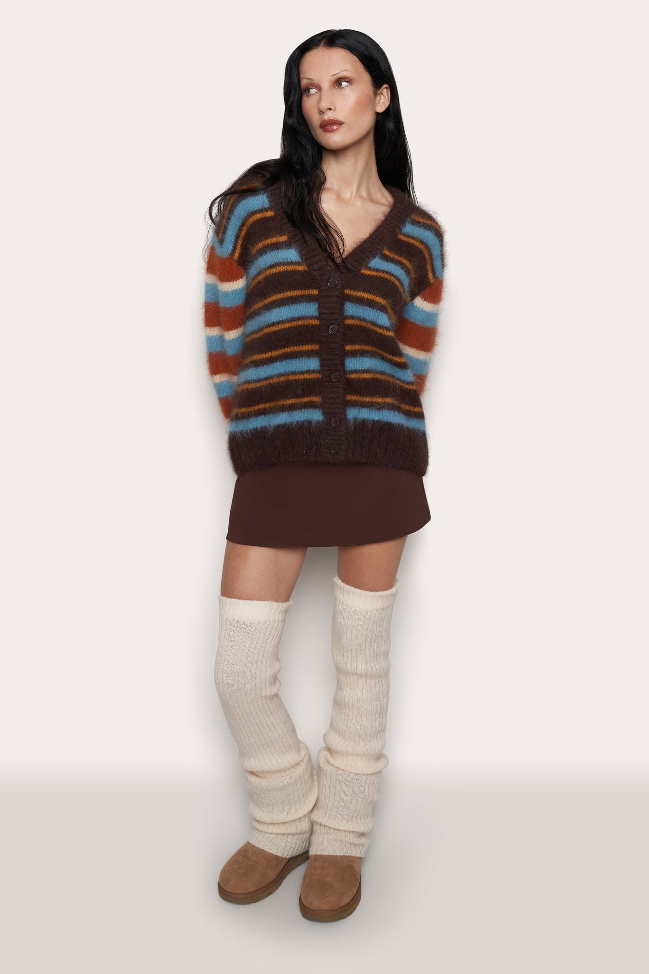 Womens | Oversized Cardigan | Brown Stripe