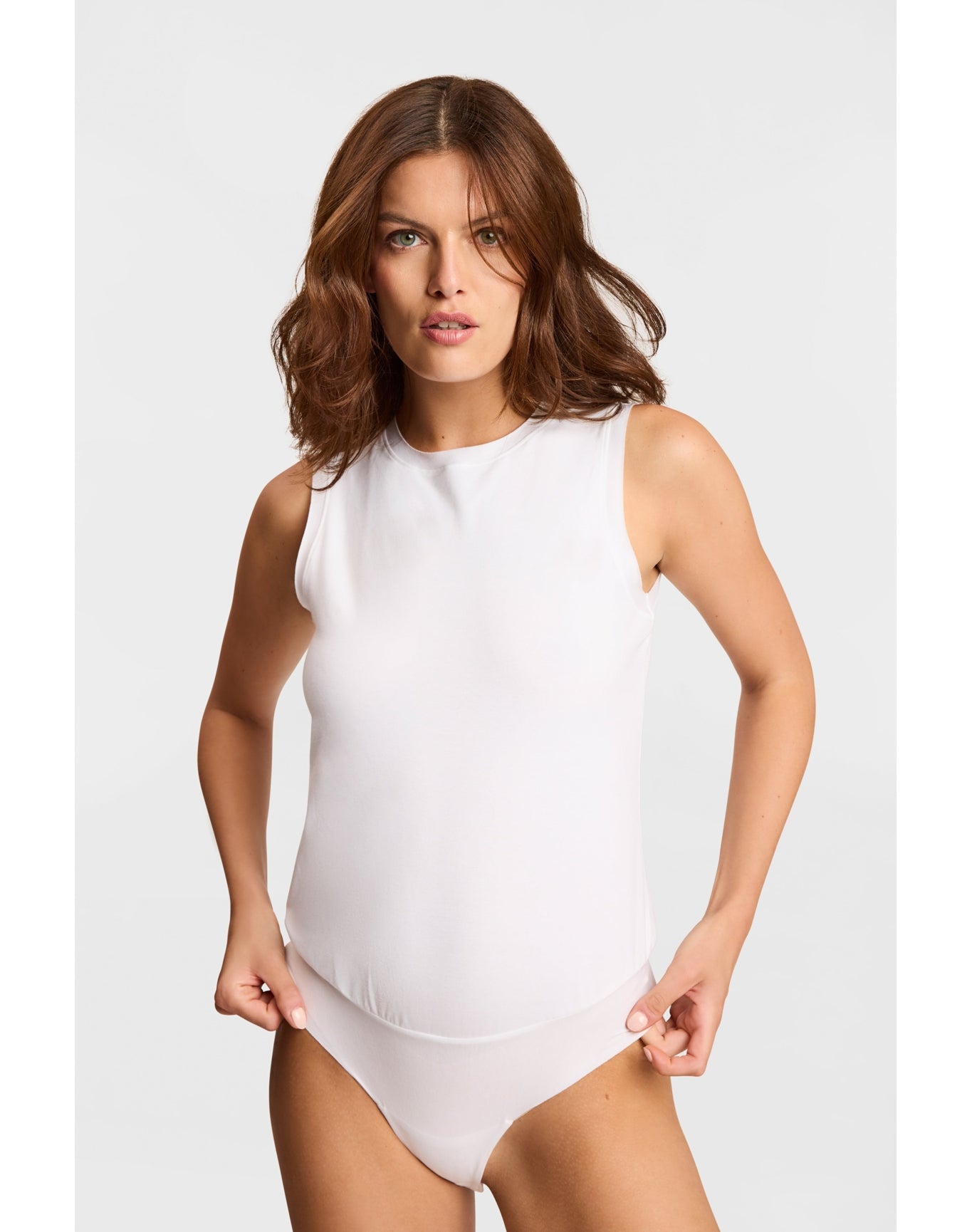 Essential Cotton Muscle Bodysuit | White