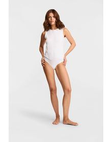 Essential Cotton Muscle Bodysuit | White