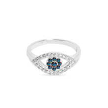 The Open Cut Pave' Evil Eye Ring | 18KT Gold Vermeil & Sterling Silver