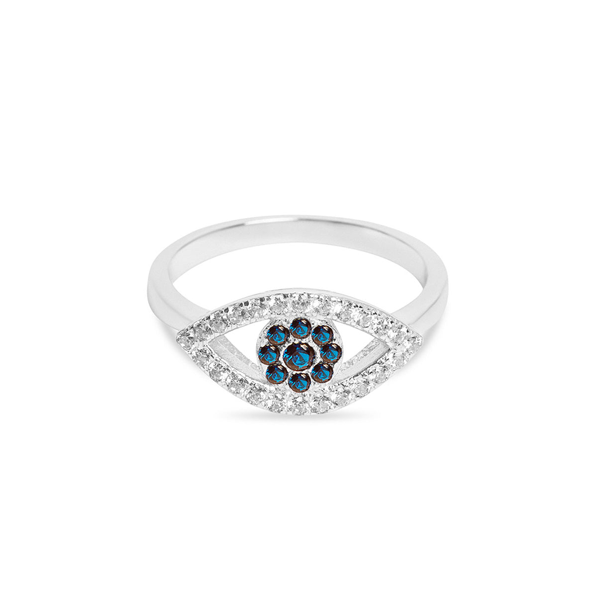 The Open Cut Pave' Evil Eye Ring | 18KT Gold Vermeil & Sterling Silver